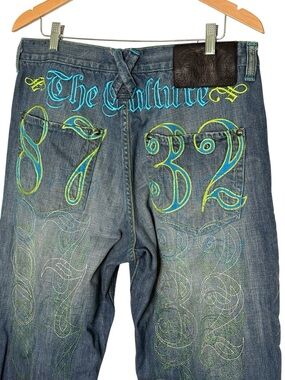 VTG Eight 732 Young Jeezy Baggy Jeans Embroidered The Culture Y2K 36x34 *Read